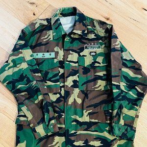 Vintage Camouflage Army Military Jacket with OG Patches + Custom Embroidery